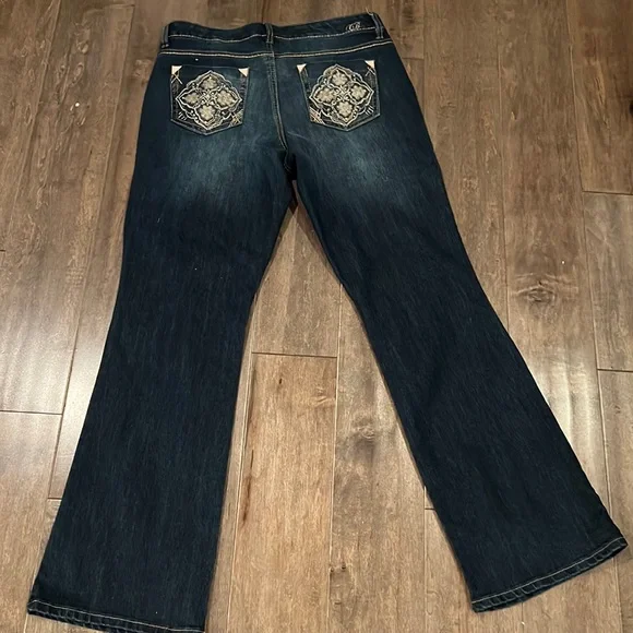 Code Bleu Jeans Code Bleu Embellished Pockets Bootcut Denim